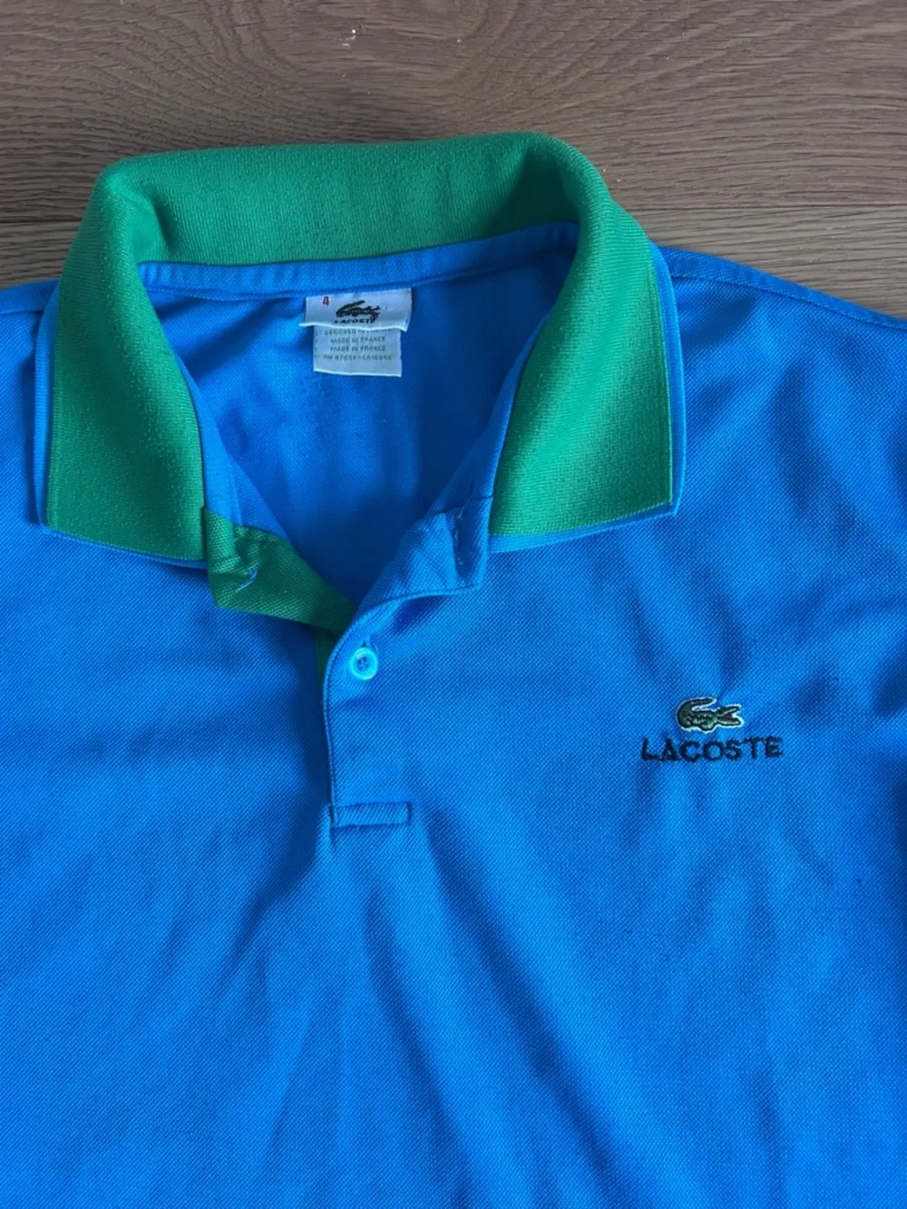 Lacoste Bright Blue Polo with Green Trim - Picture 2 of 9